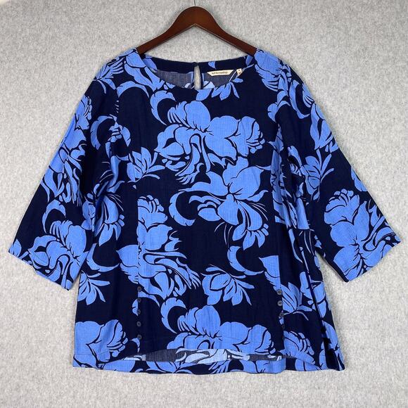 Soft Surroundings Into The Blues Oceo Gauze Tunic Size XL - Picture 1 of 10